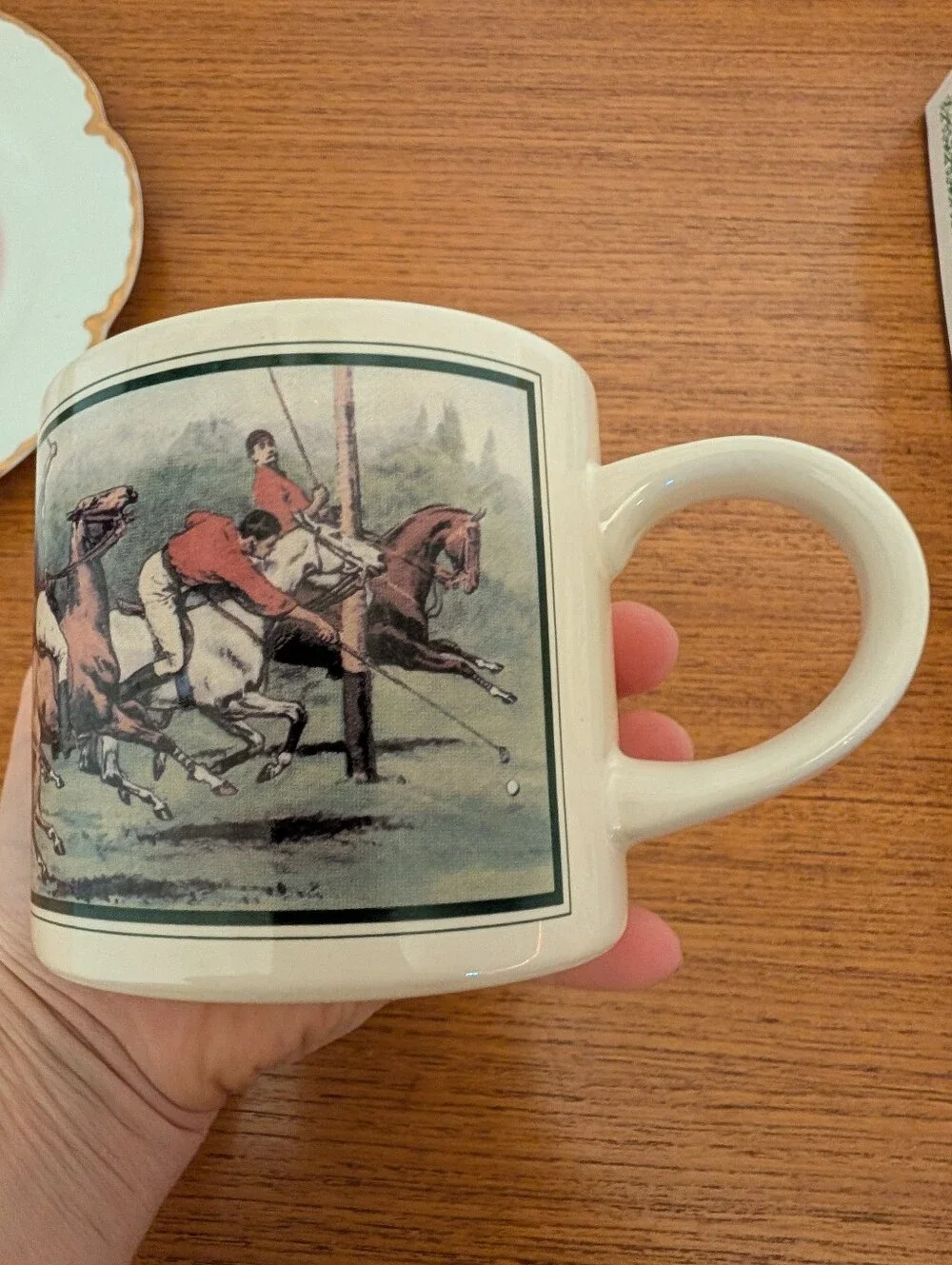 Vintage 70-80s Equestrian Polo Match Ralph Lauren Ceramic Coffee Mug Old Money